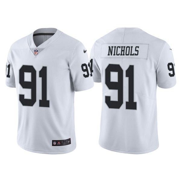 Men's Las Vegas Raiders #91 Bilal Nichols White Vapor Limited Stitched Jersey